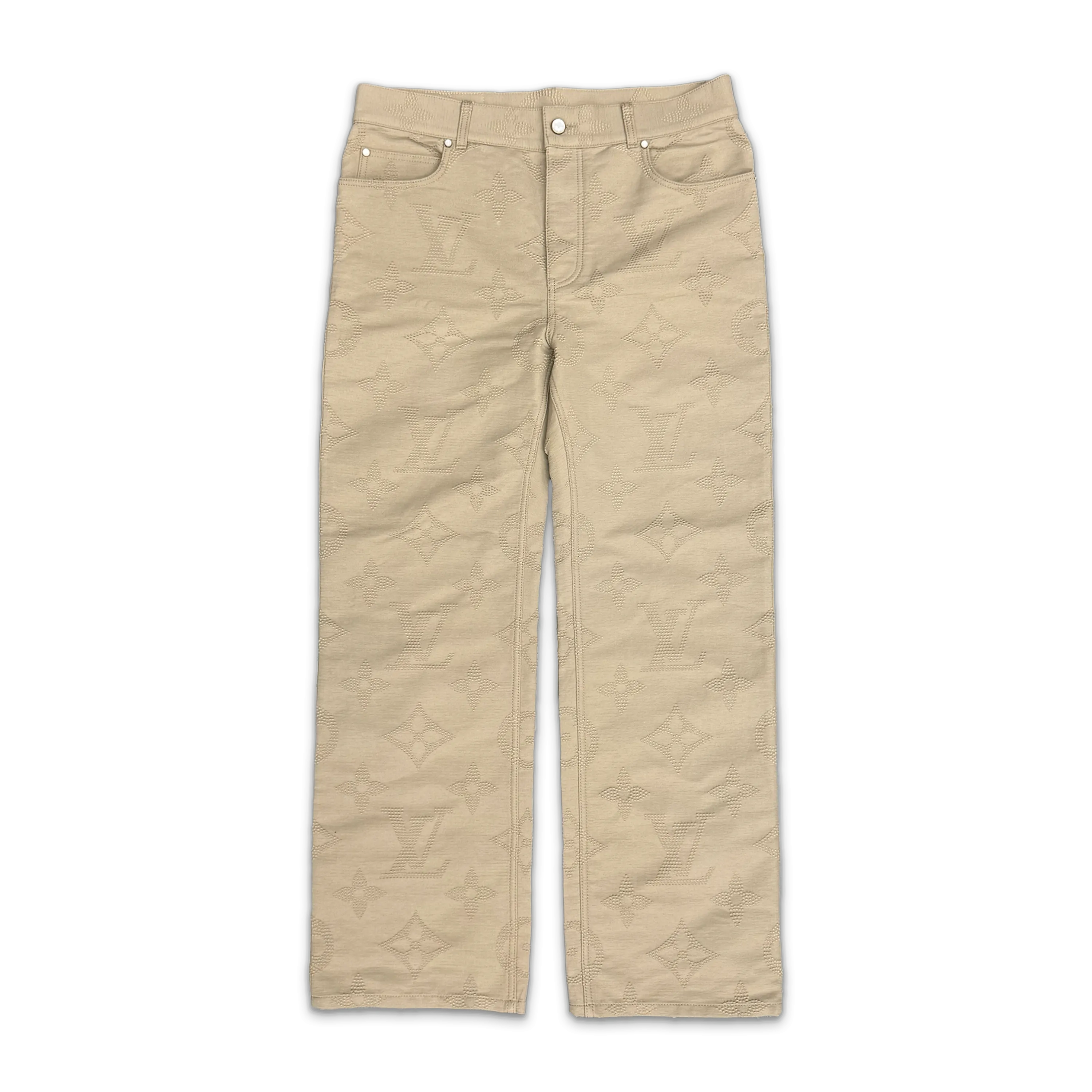 Monogram Embroidered Skate Pants "Greige"
