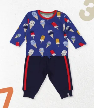 Multicoloured Happy Ice Cream Print Top & Jogger Set