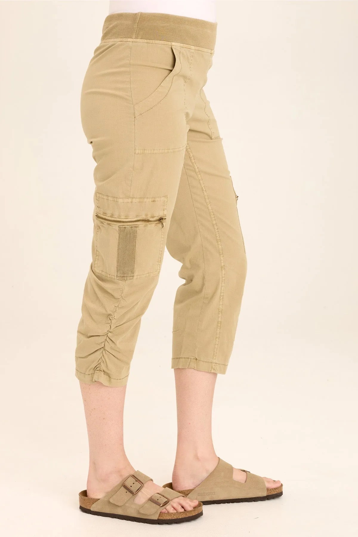 Nadia Pull-On Slim Cargo Crop