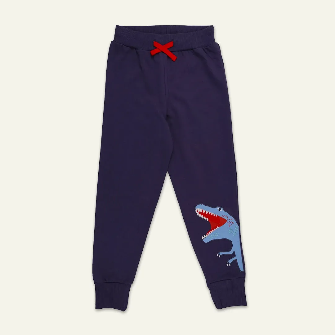 Navy Dinosaur Applique Joggers