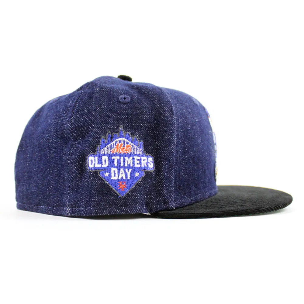 New York Mets Old Timers Day Patch New Era 59Fifty Fitted Hat (Navy Denim Black Corduroy Green Under Brim)