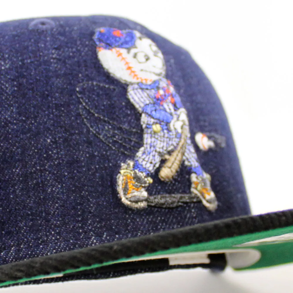 New York Mets Old Timers Day Patch New Era 59Fifty Fitted Hat (Navy Denim Black Corduroy Green Under Brim)