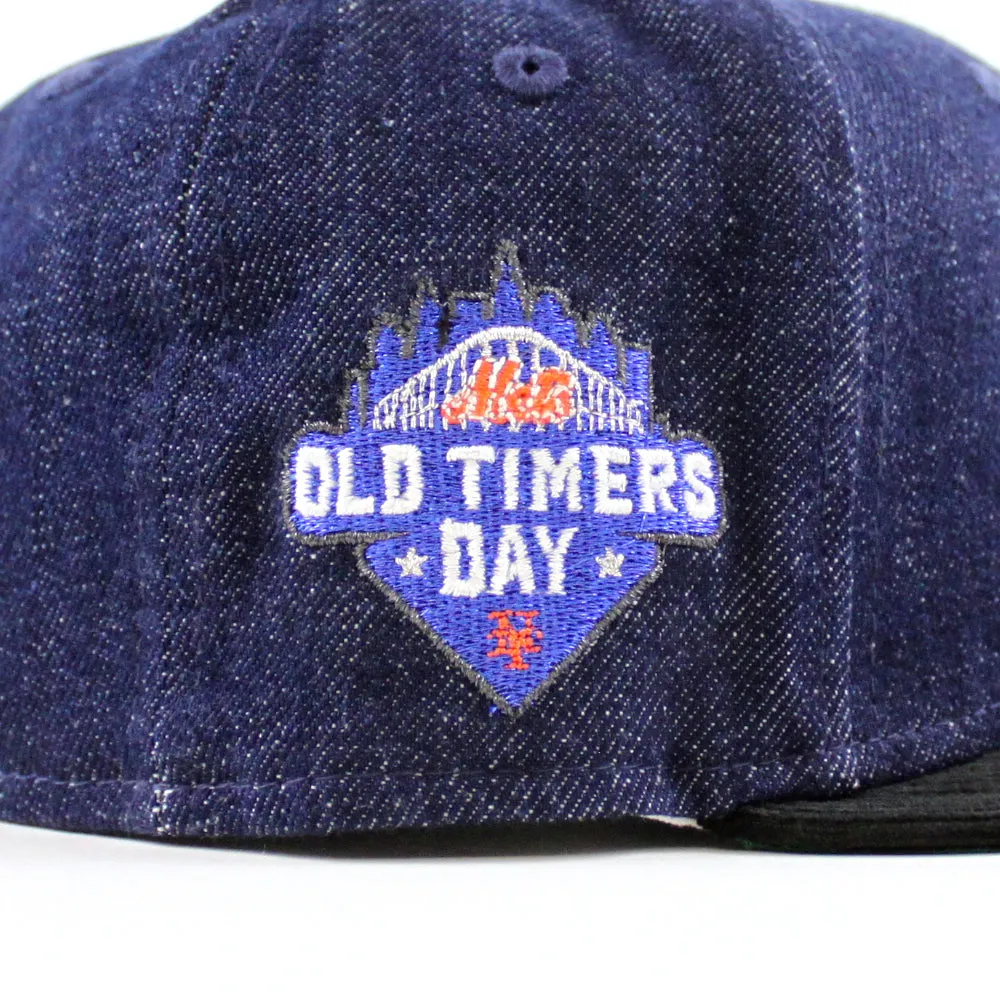 New York Mets Old Timers Day Patch New Era 59Fifty Fitted Hat (Navy Denim Black Corduroy Green Under Brim)