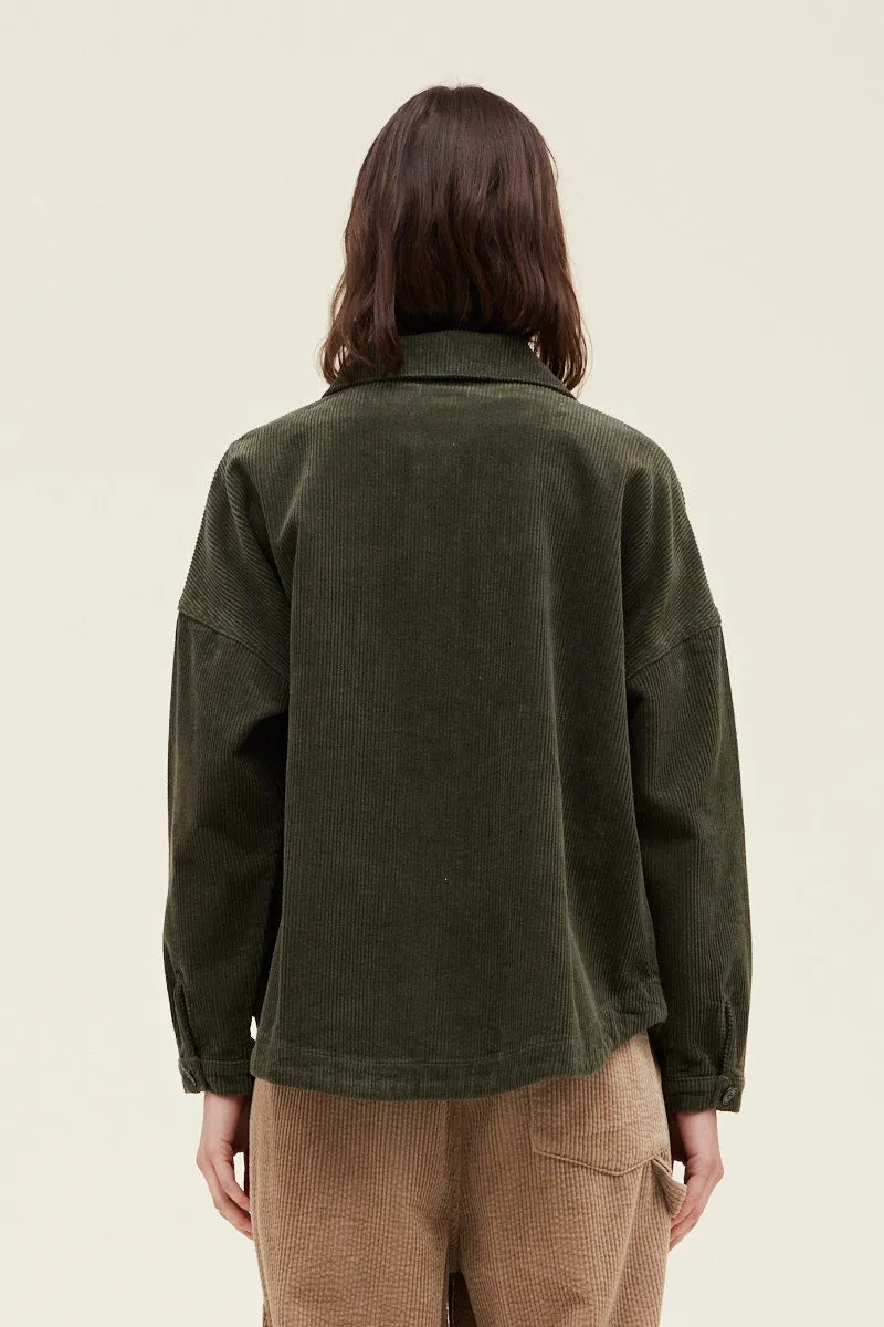 Nicole Corduroy Shirt Jacket - Dark Olive