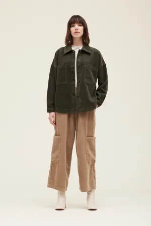 Nicole Corduroy Shirt Jacket - Dark Olive