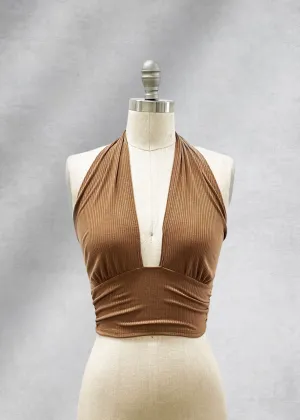Nora Halter Crop Top - Mocha