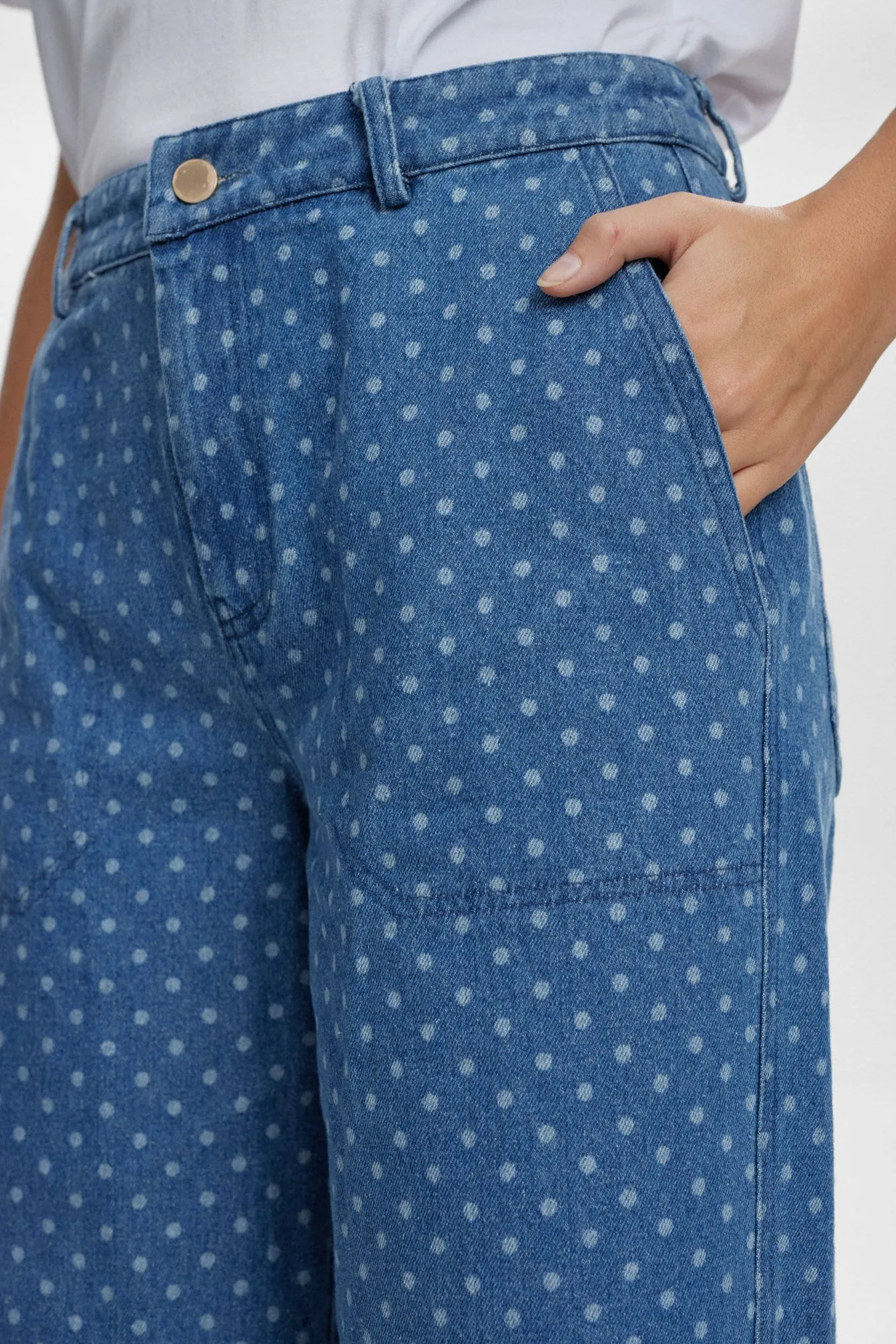 NUHADDIE PANTS - Medium Blue Denim