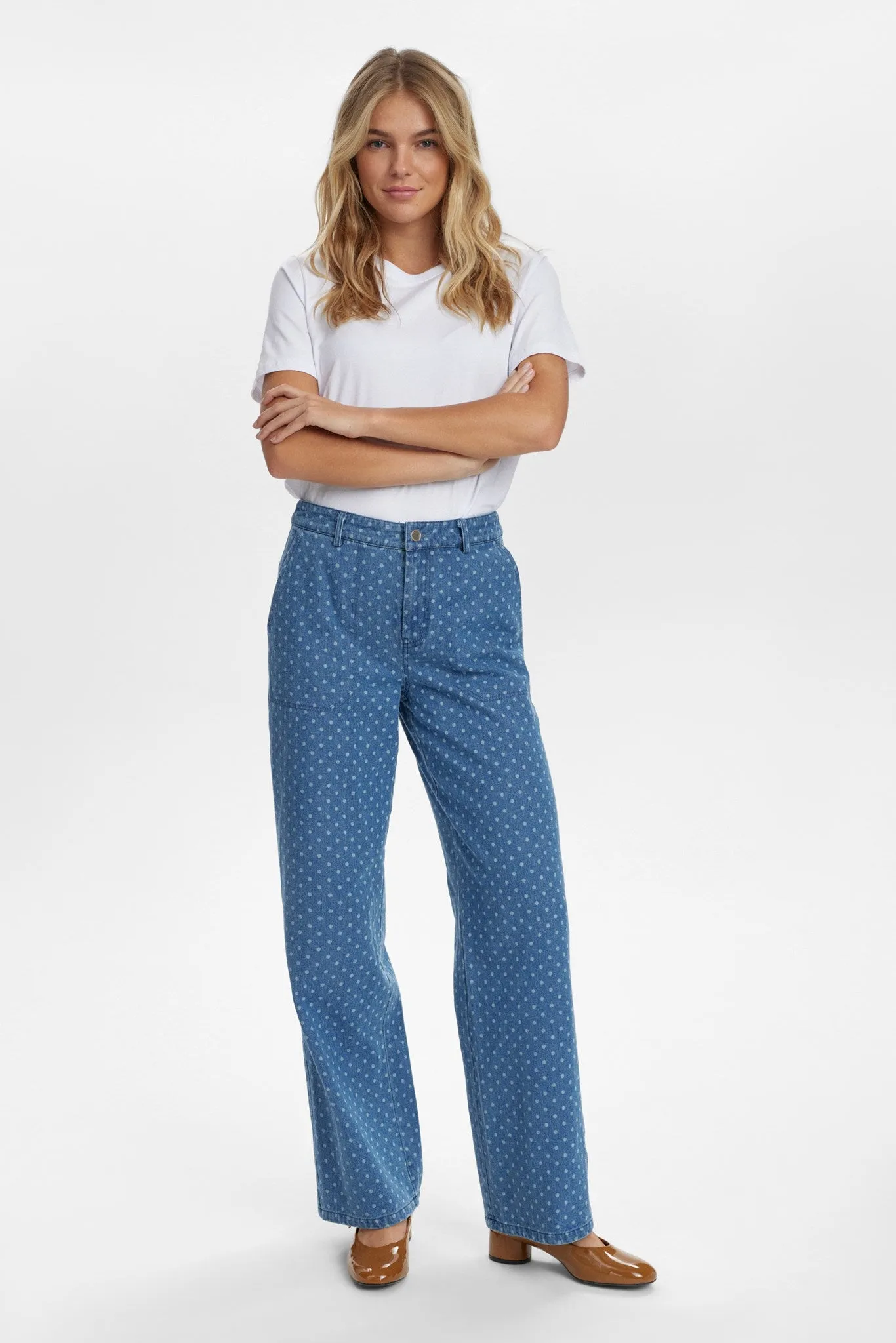 NUHADDIE PANTS - Medium Blue Denim