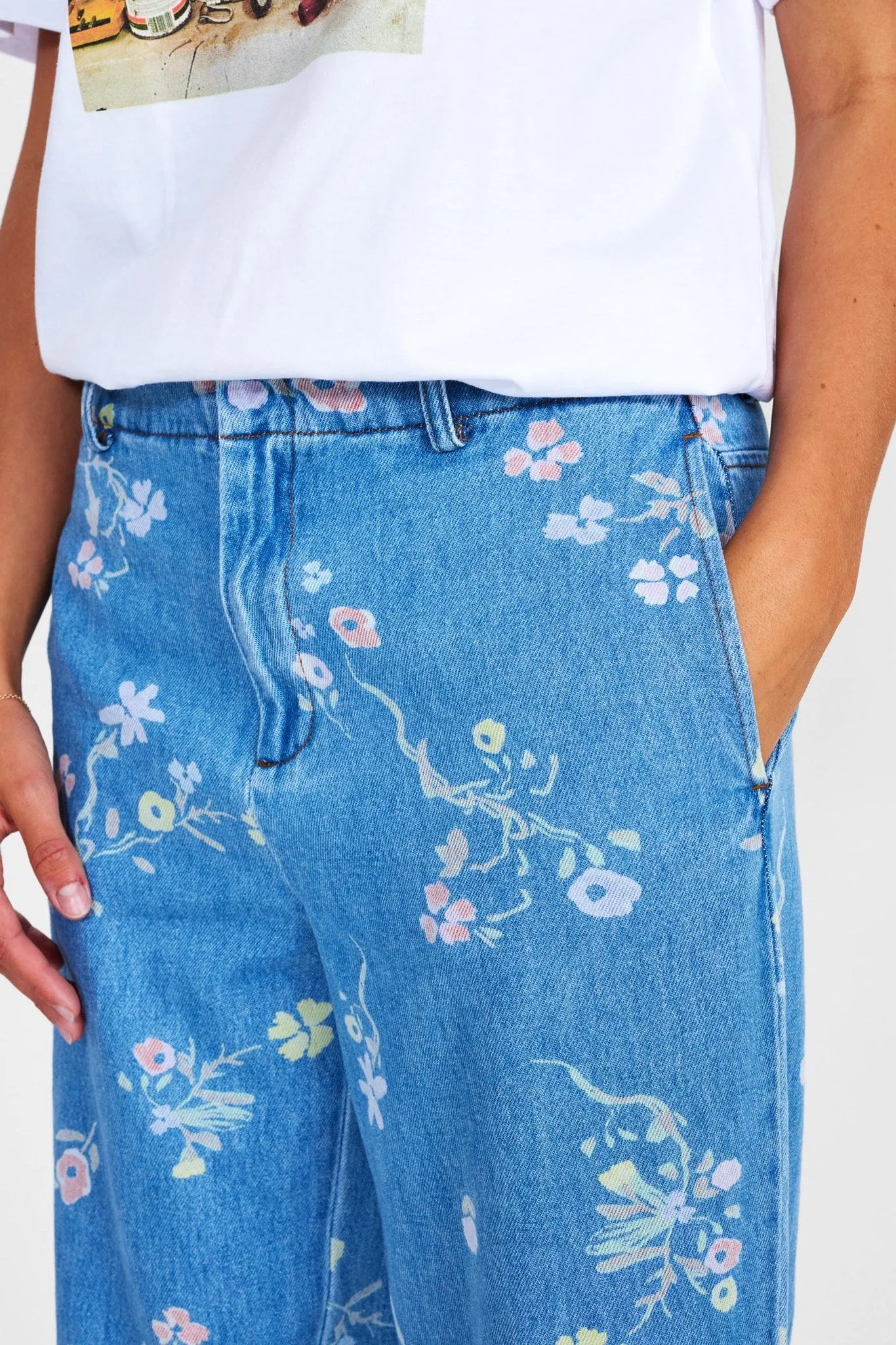 NUPETRA PANTS - Light Blue Denim