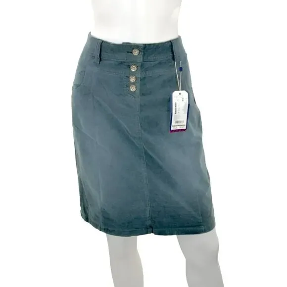 NWT Tailor Blue-Gray Velvet Midi Casual Dress Straight Pencil Skirt L 40 10-12
