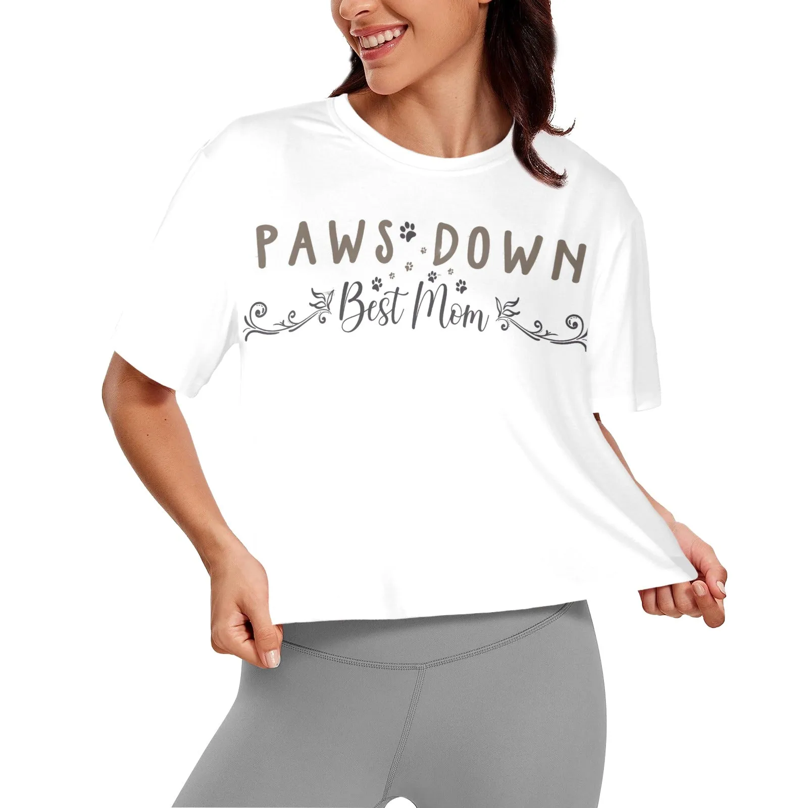 Paws Down Best Mom Cropped Shirt