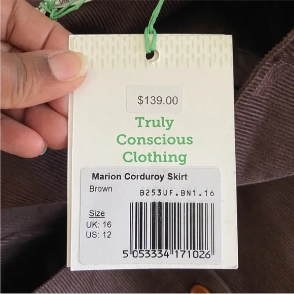 People Tree Skirt MARION Midi Button Front Corduroy Lagenlook NEW