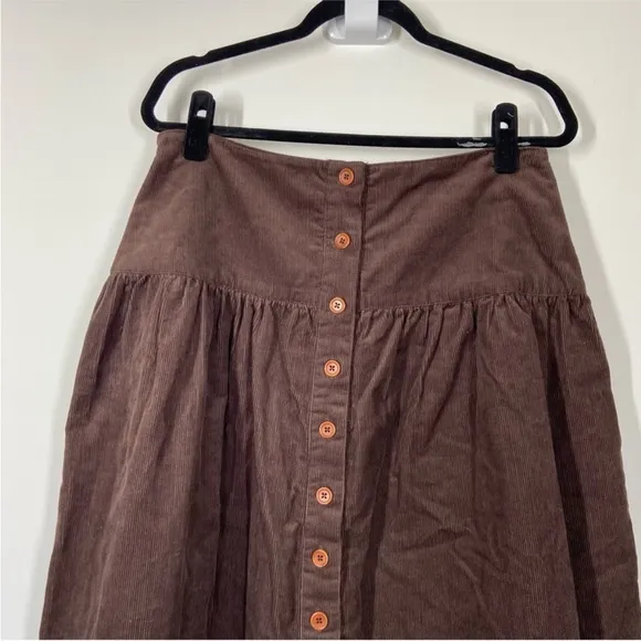 People Tree Skirt MARION Midi Button Front Corduroy Lagenlook NEW