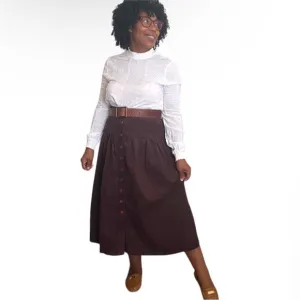 People Tree Skirt MARION Midi Button Front Corduroy Lagenlook NEW