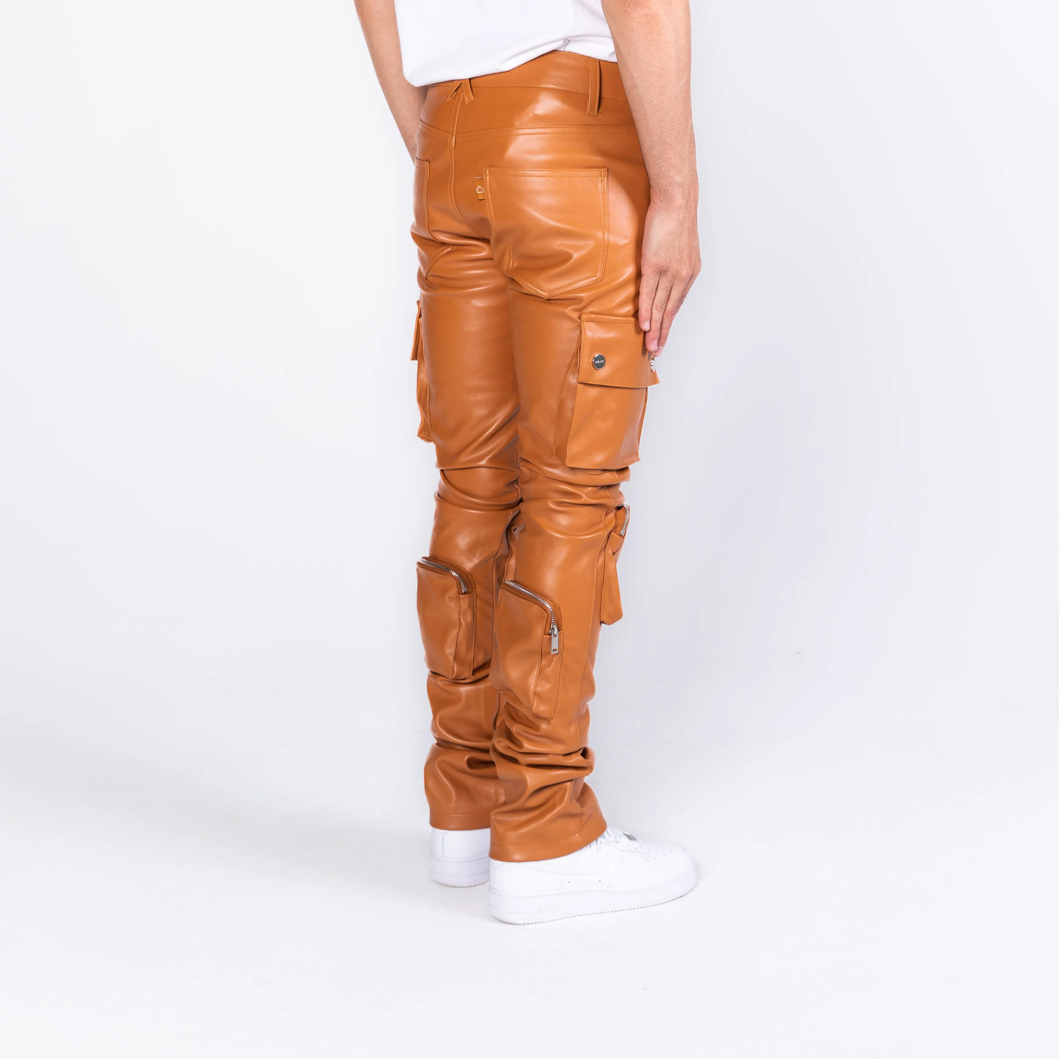 PHEELINGS NEVER LOOK BACK LEATHER CARGO STACK DENIM (BROWN)