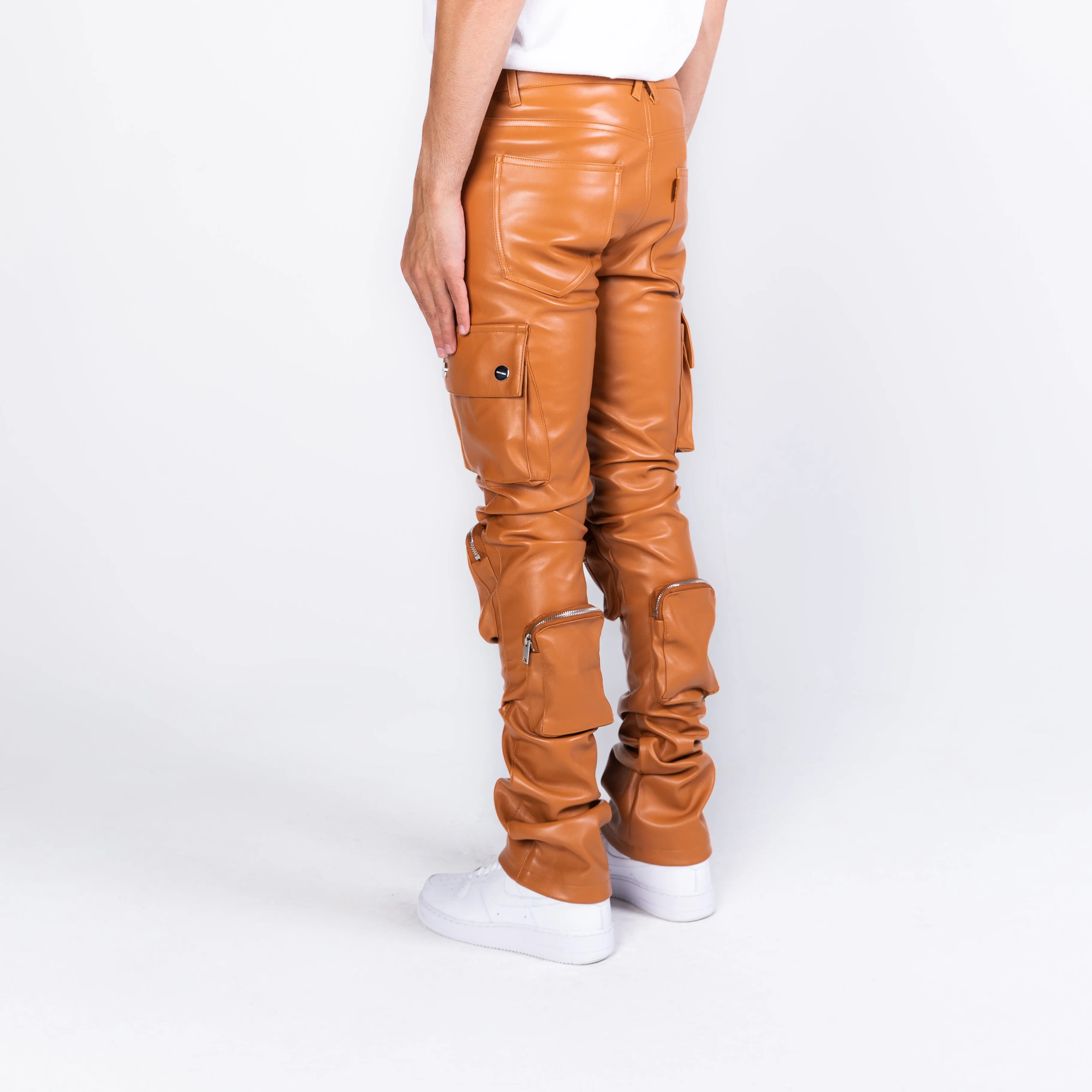 PHEELINGS NEVER LOOK BACK LEATHER CARGO STACK DENIM (BROWN)