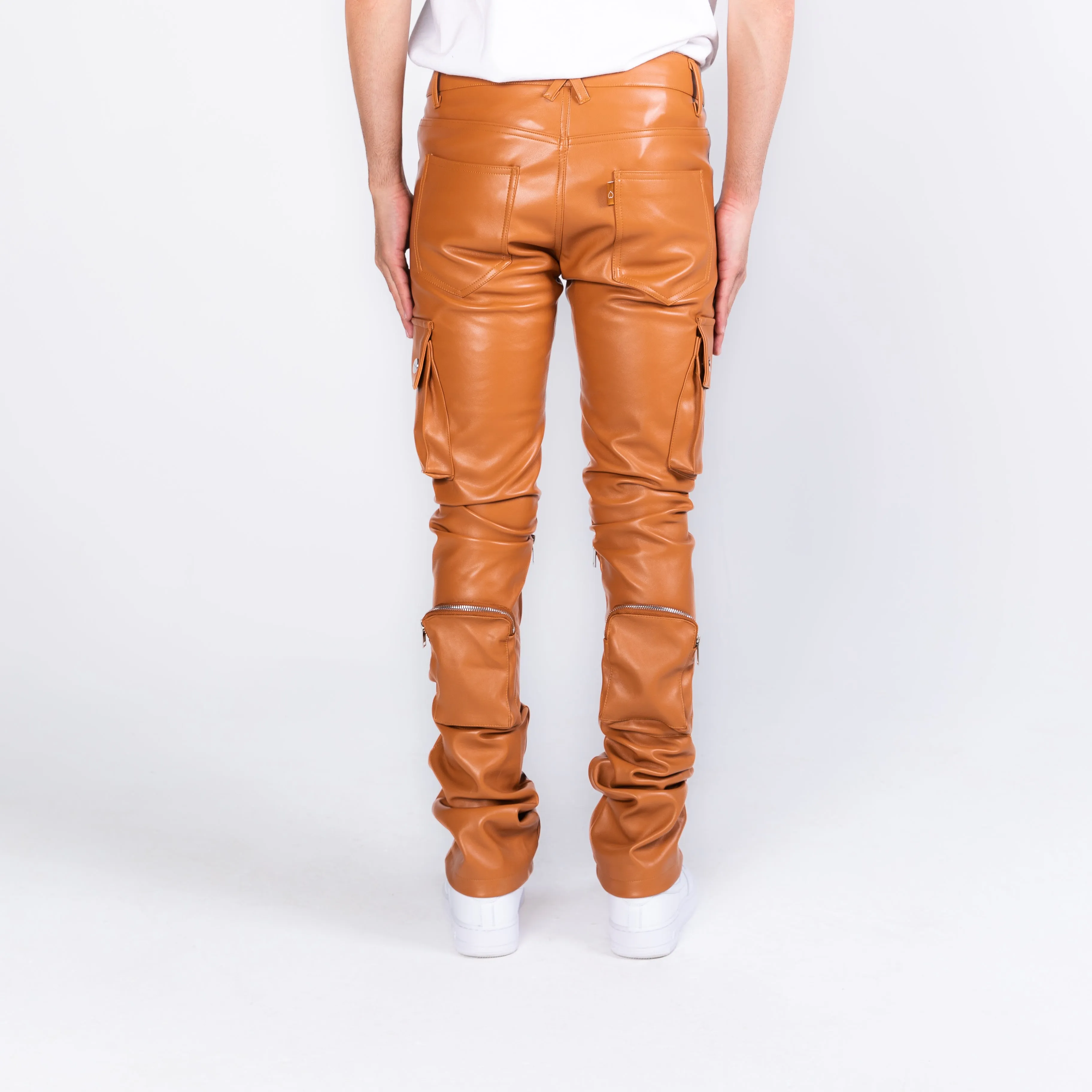 PHEELINGS NEVER LOOK BACK LEATHER CARGO STACK DENIM (BROWN)