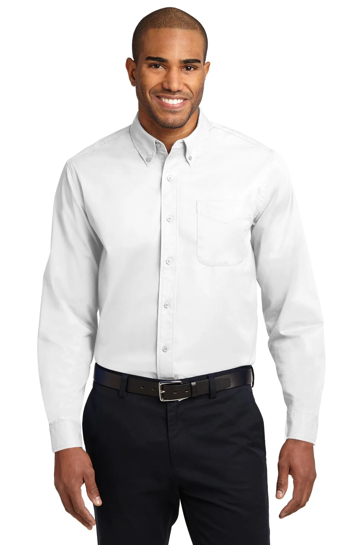 Port Authority Extended Size Long Sleeve Easy Care Shirt S608ES White/ Light Stone