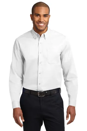 Port Authority Extended Size Long Sleeve Easy Care Shirt S608ES White/ Light Stone