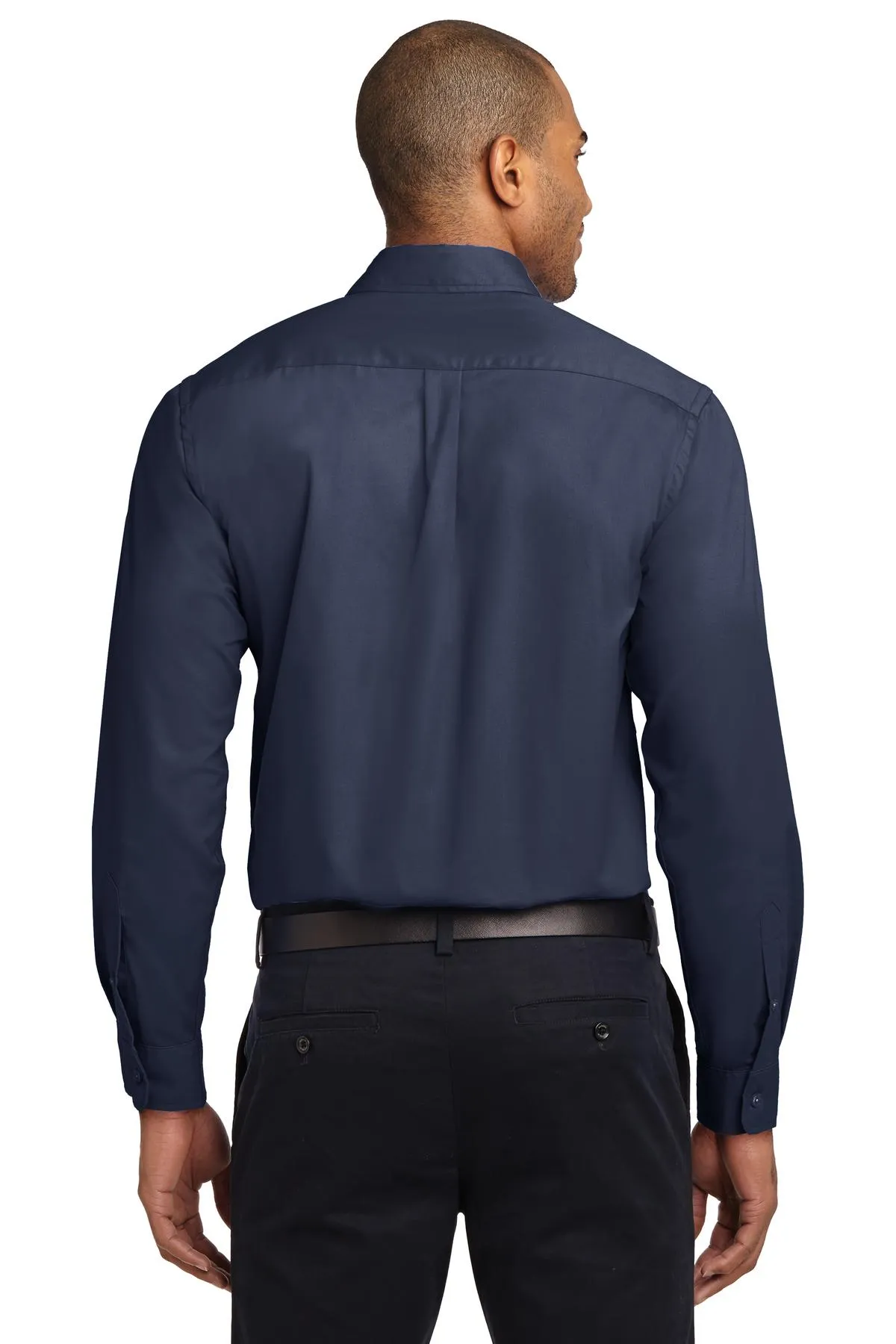 Port Authority Long Sleeve Easy Care Shirt S608 Navy/ Light Stone