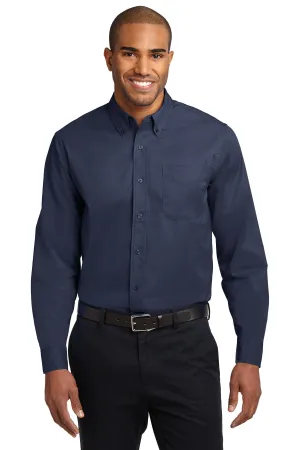 Port Authority Long Sleeve Easy Care Shirt S608 Navy/ Light Stone
