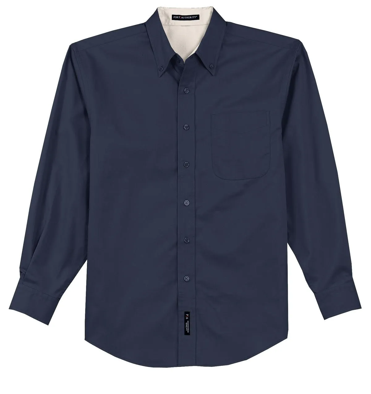 Port Authority Long Sleeve Easy Care Shirt S608 Navy/ Light Stone