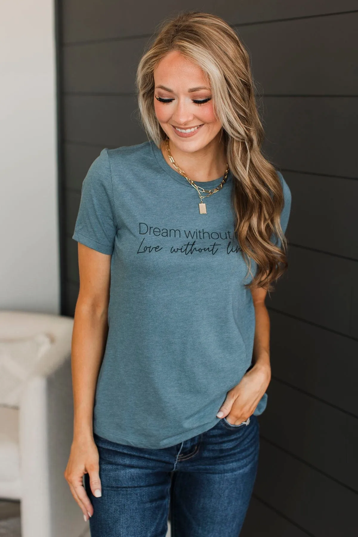 "Dream Without Fear" Graphic Tee- Slate Blue