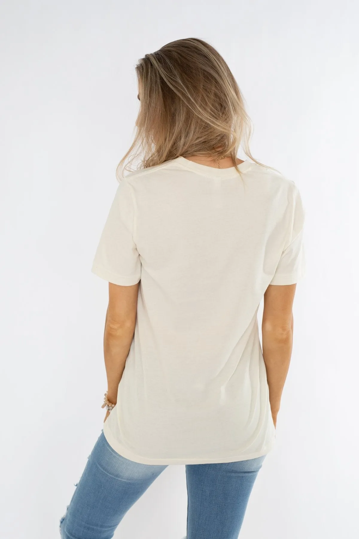 "Where You Can Be Anything, Be Kind" Colorful Graphic Tee- Cream