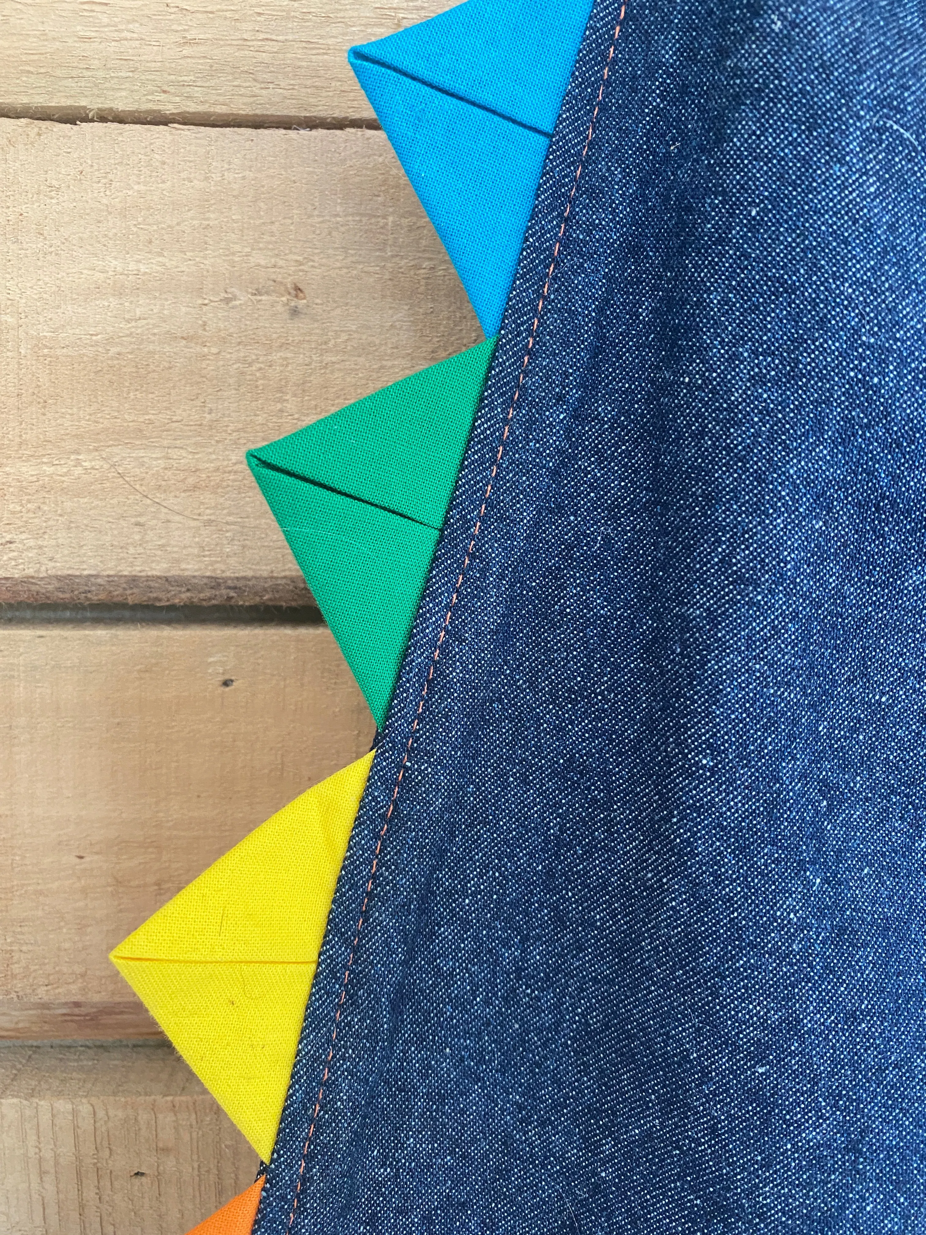 Rainbow dragon pull on denim trouser