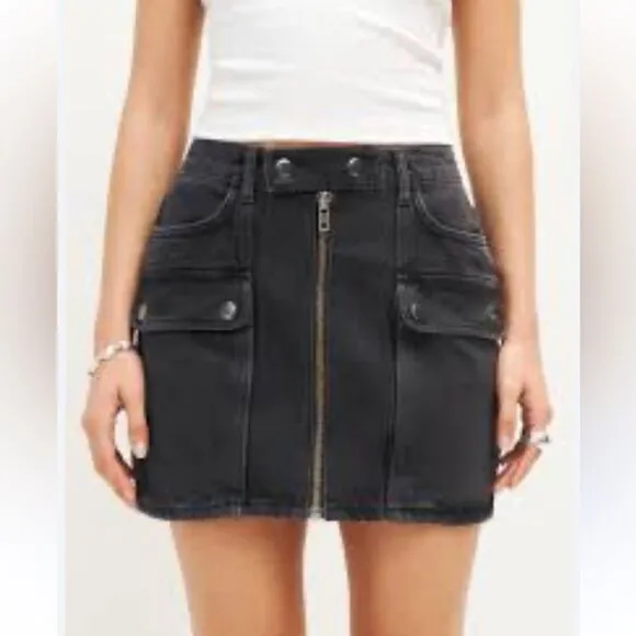 Reformation Marcus Black Denim Skirt size 31