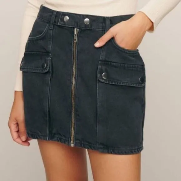 Reformation Marcus Black Denim Skirt size 31