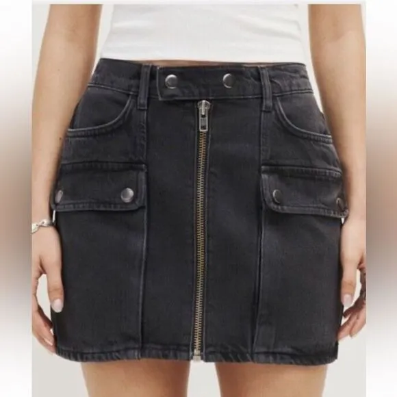 Reformation Marcus Black Denim Skirt size 31