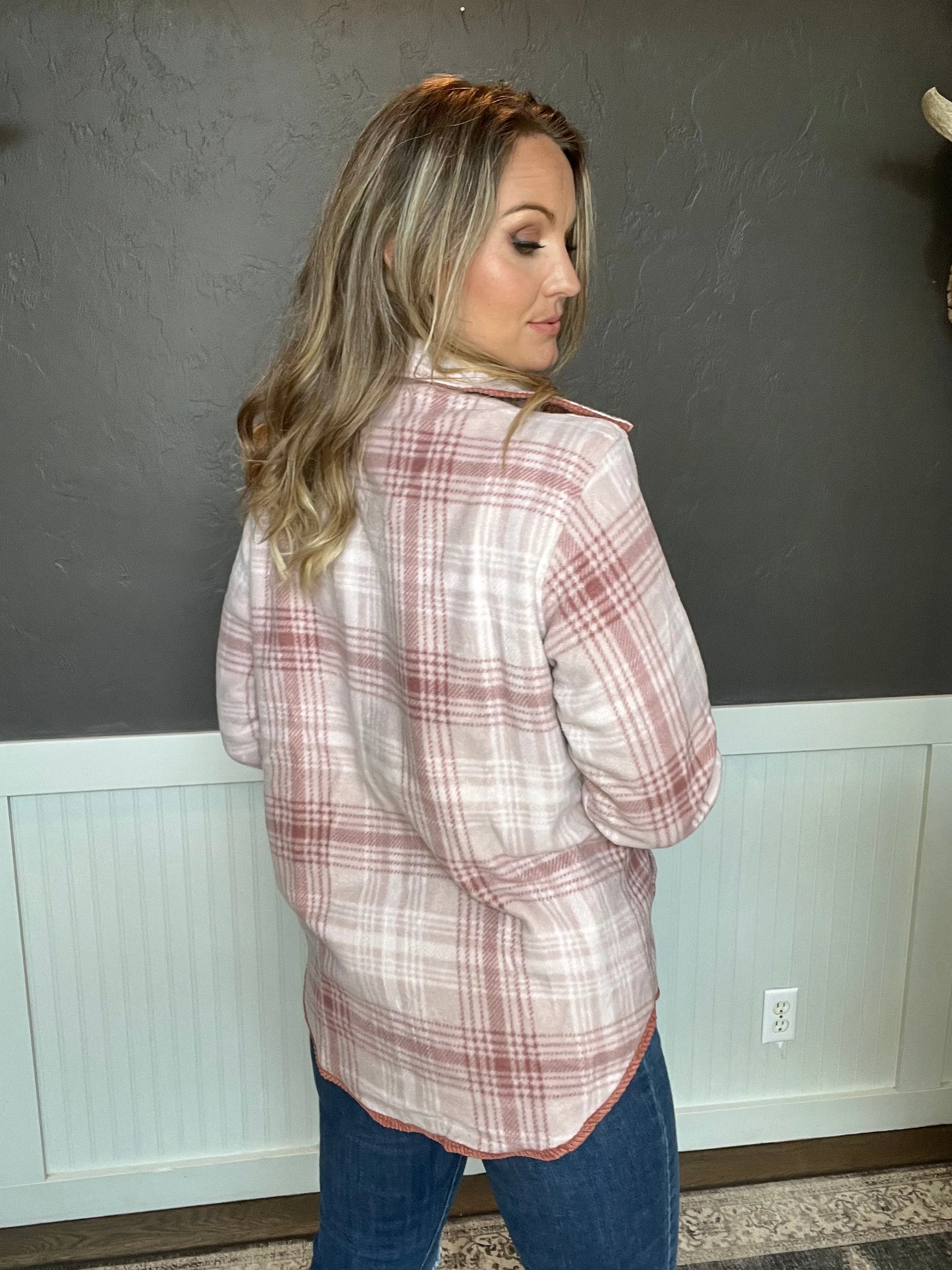 Reversible Corduroy Plaid Shacket
