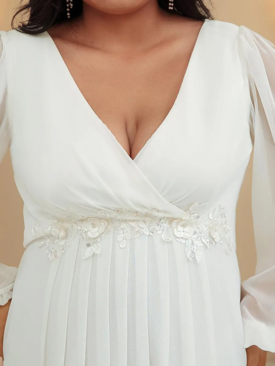 Robes de soirée élégantes en mousseline de soie grande taille avec manches longues en lanterne