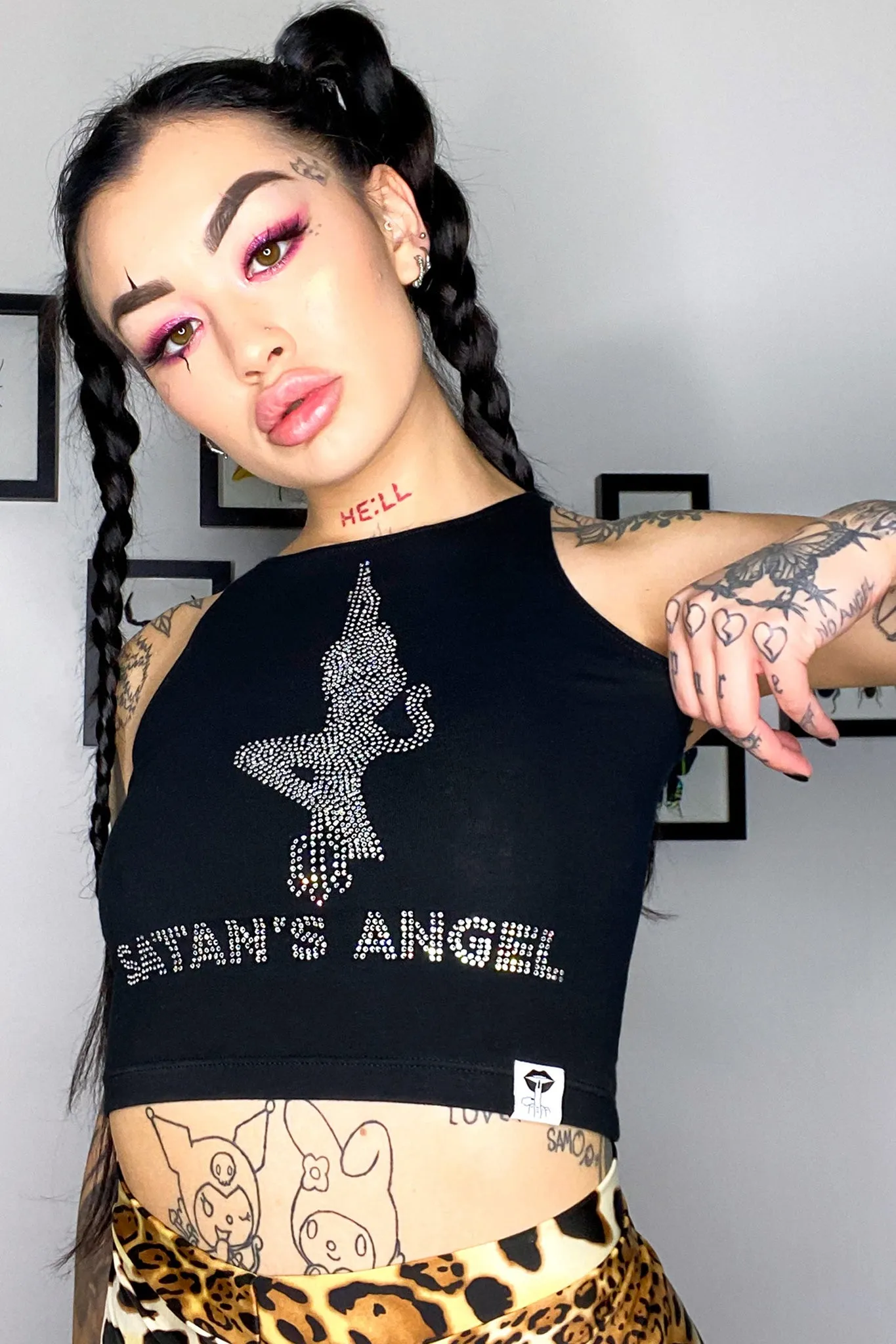 Satan's Angel Rhinestone Crop Top