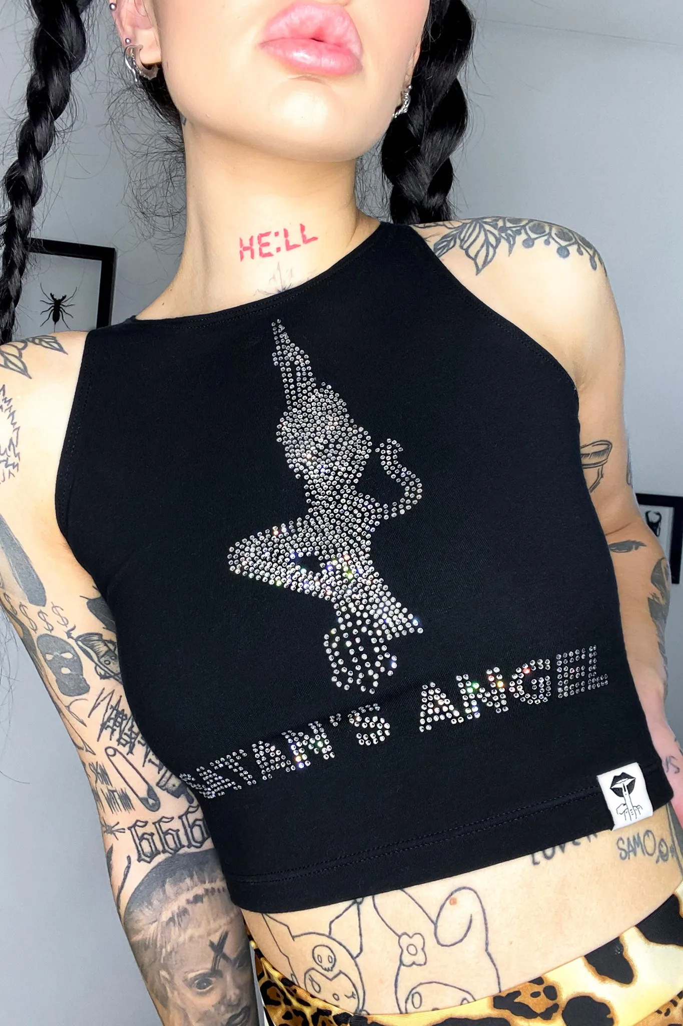 Satan's Angel Rhinestone Crop Top