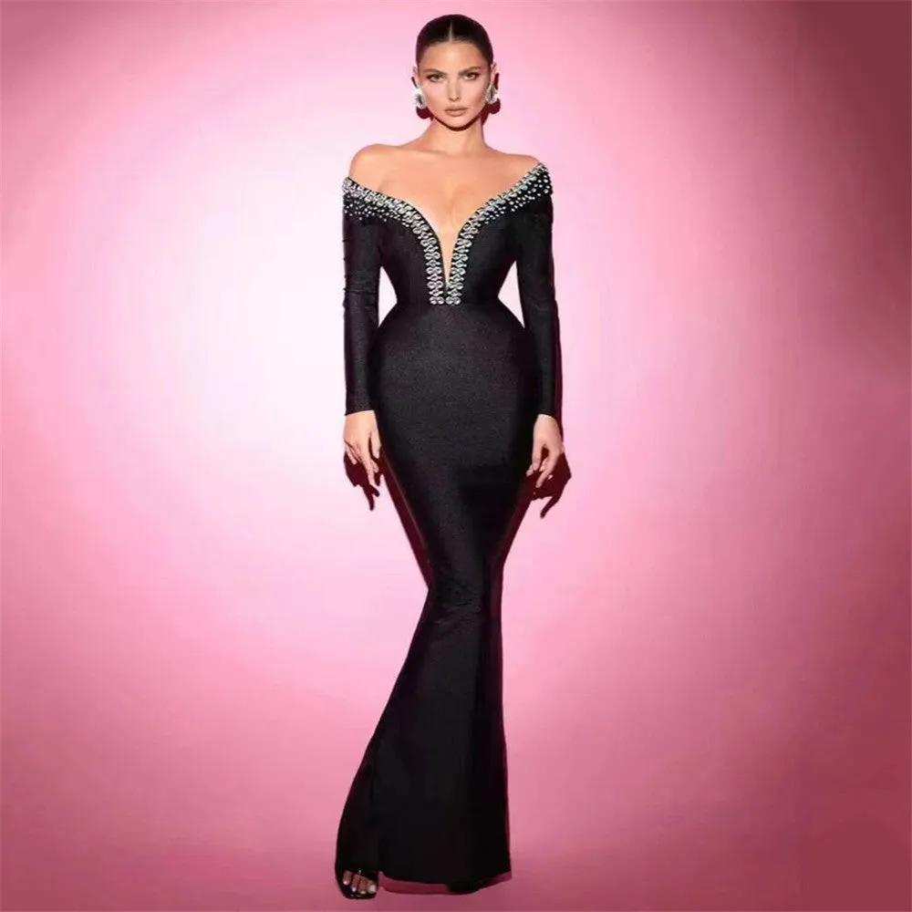 Sexy Rhinestone Bandage Fishtail Evening Dress