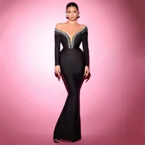 Sexy Rhinestone Bandage Fishtail Evening Dress