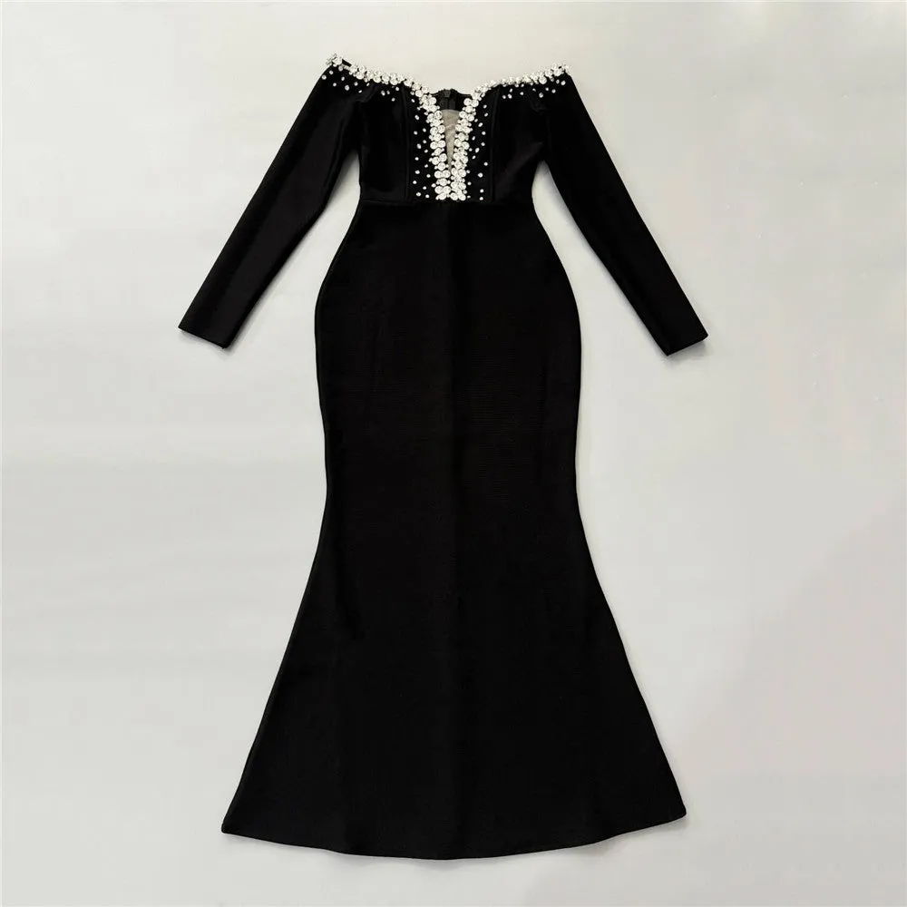 Sexy Rhinestone Bandage Fishtail Evening Dress