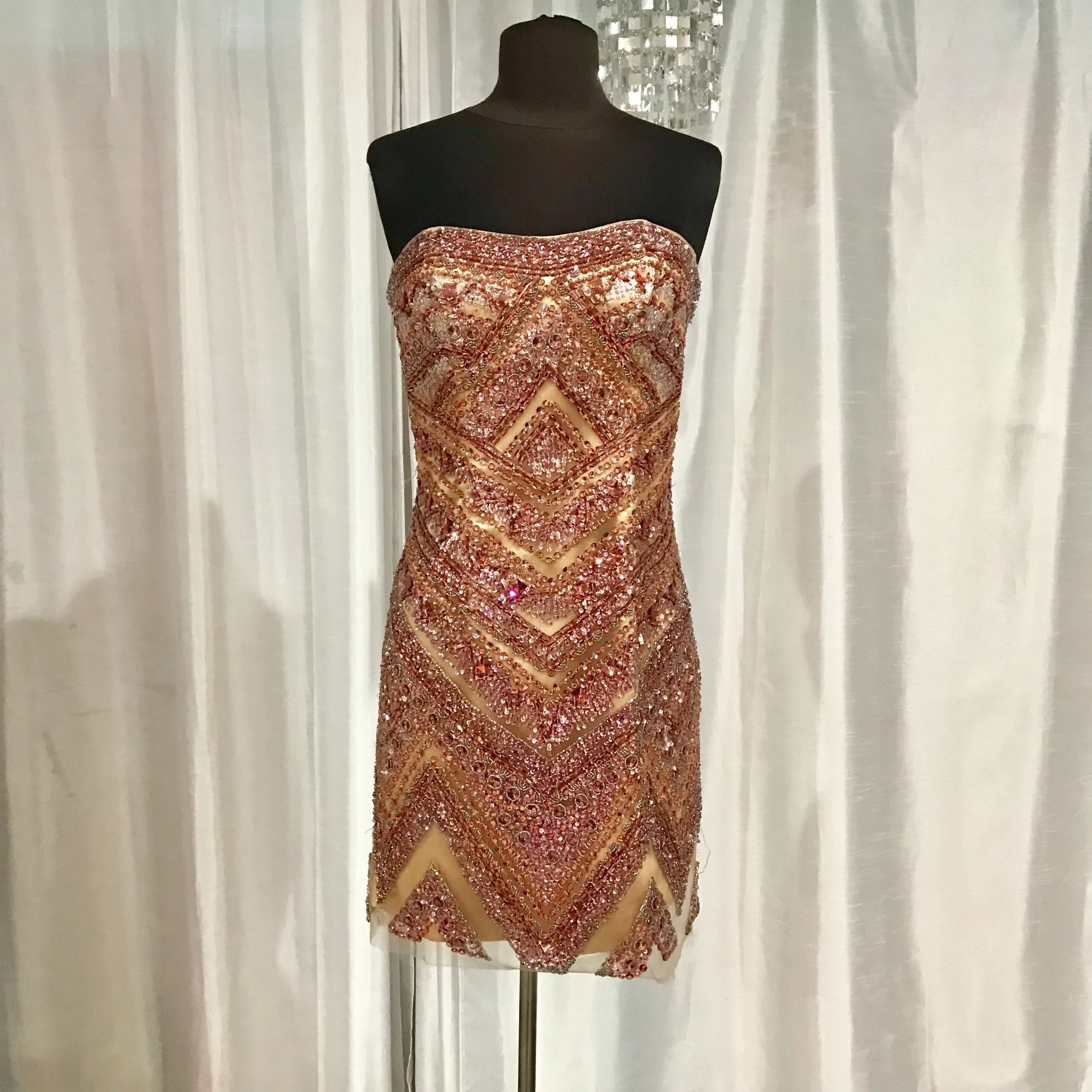 SHERRI HILL 1956 Ruby Strapless Embellished Short Dress Size 6