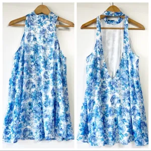 Show me your mumu v-right back sleeveless floral halter mini dress