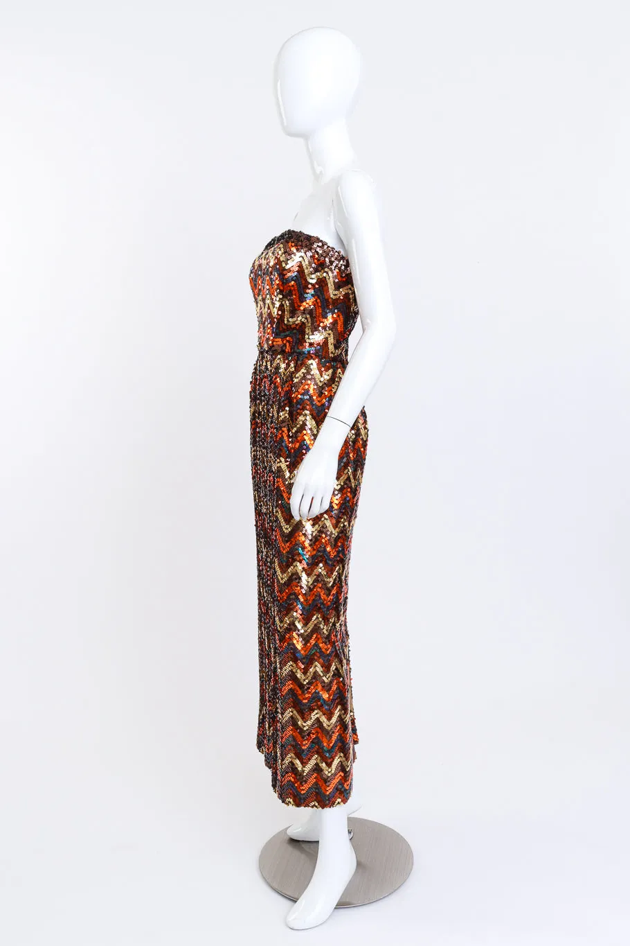 Strapless Chevron Sequin Dress
