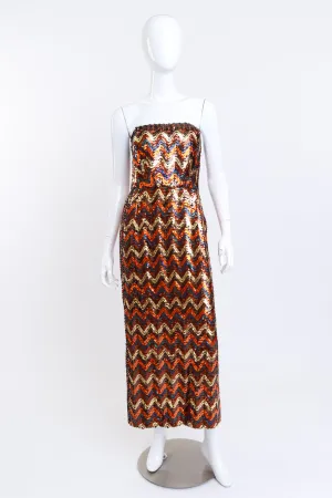 Strapless Chevron Sequin Dress