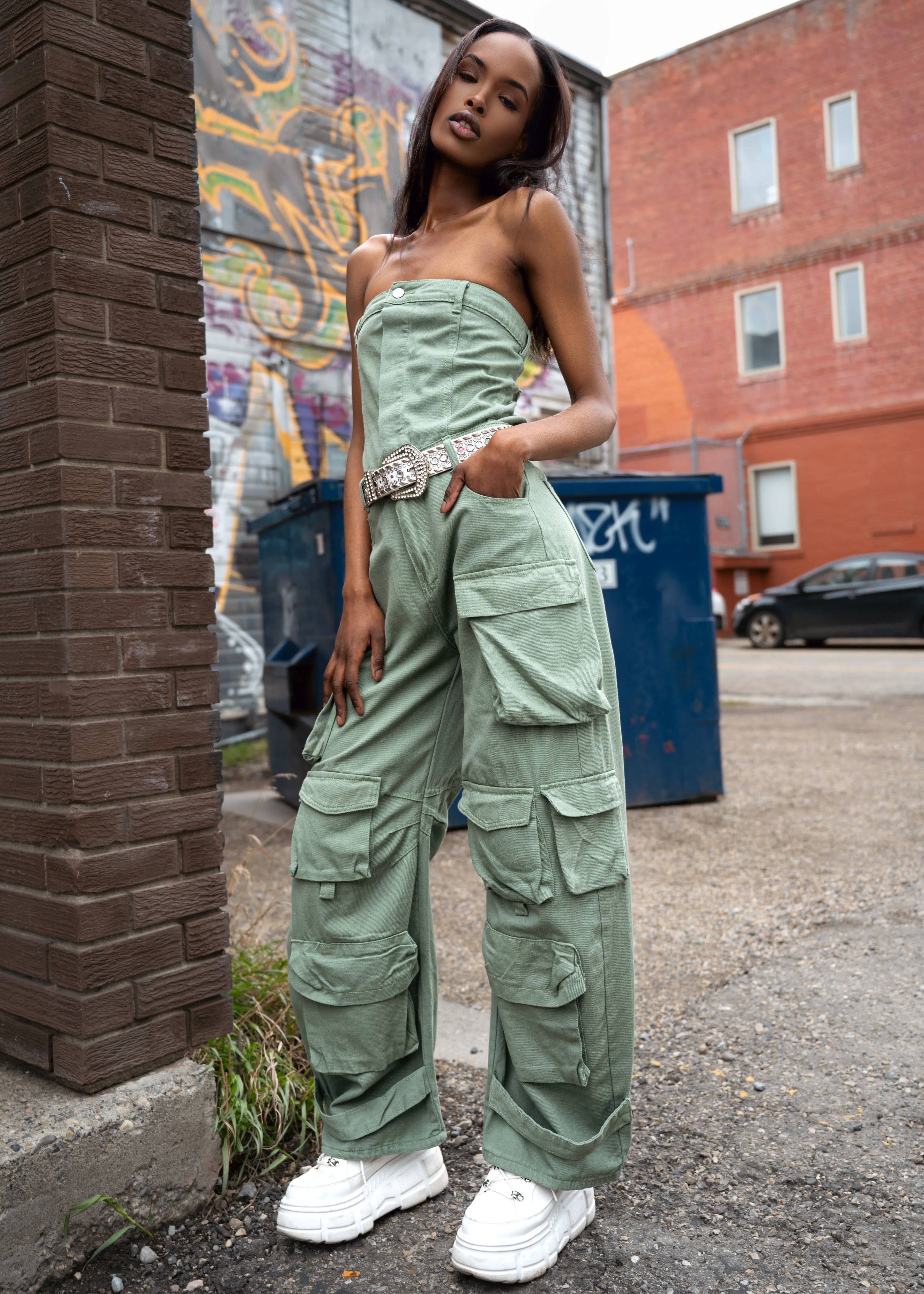 Strapless Denim Jumpsuit