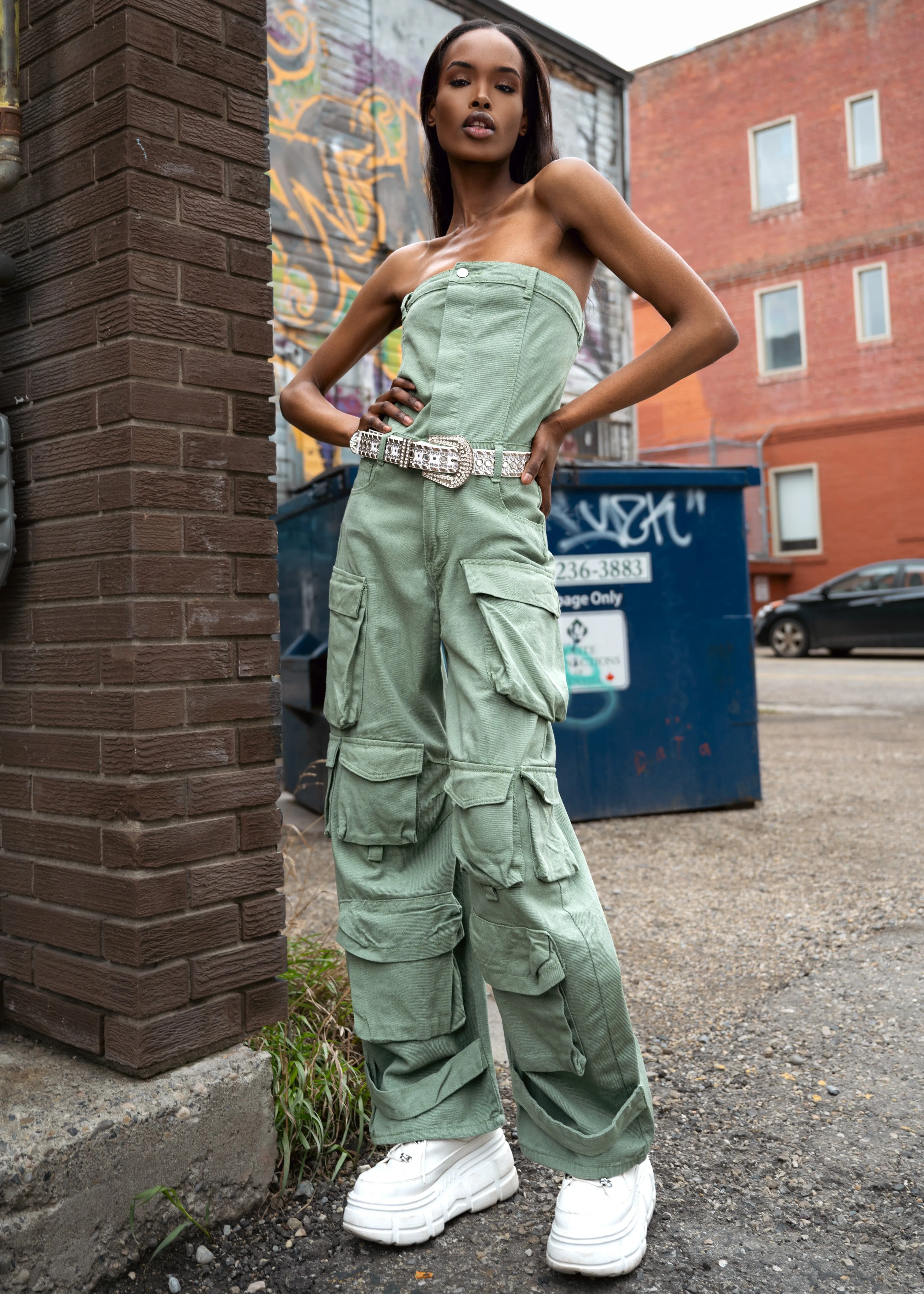 Strapless Denim Jumpsuit