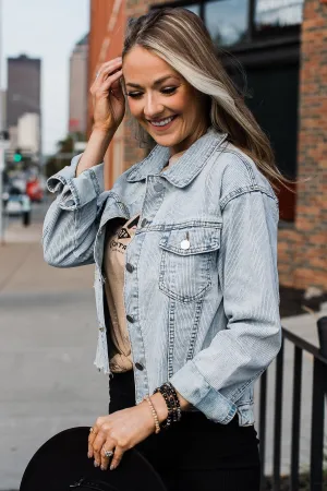 Take The Hint Corduroy Jacket- Light Denim
