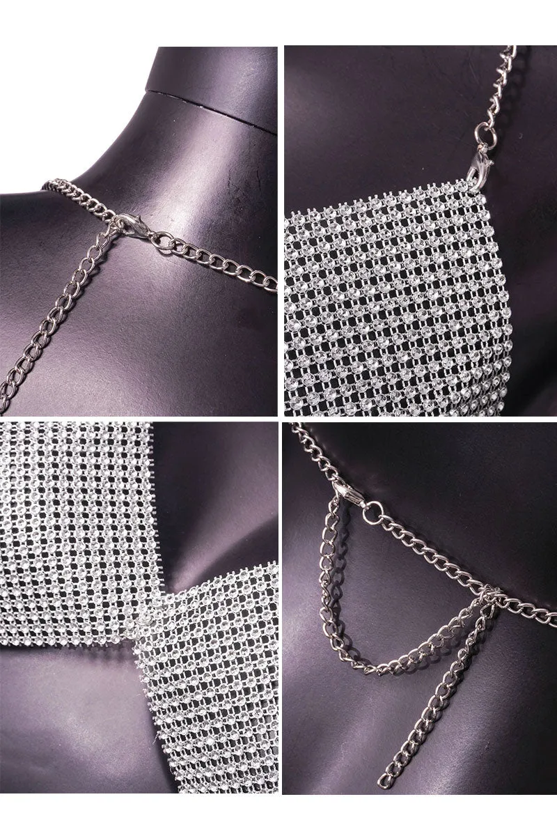 TH634 Rhinestone Halter Bra Top