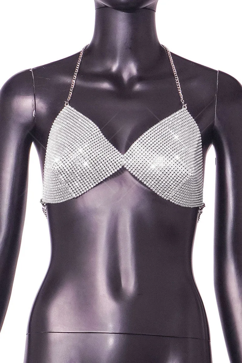 TH634 Rhinestone Halter Bra Top