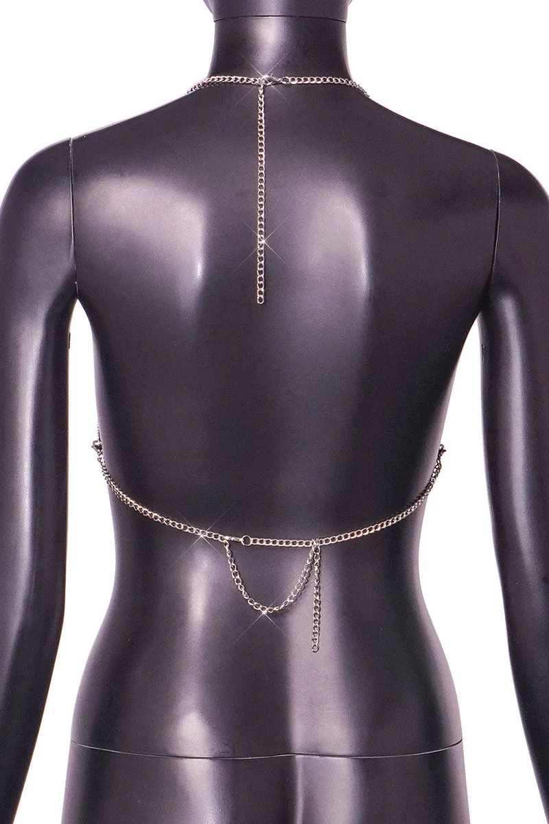 TH634 Rhinestone Halter Bra Top