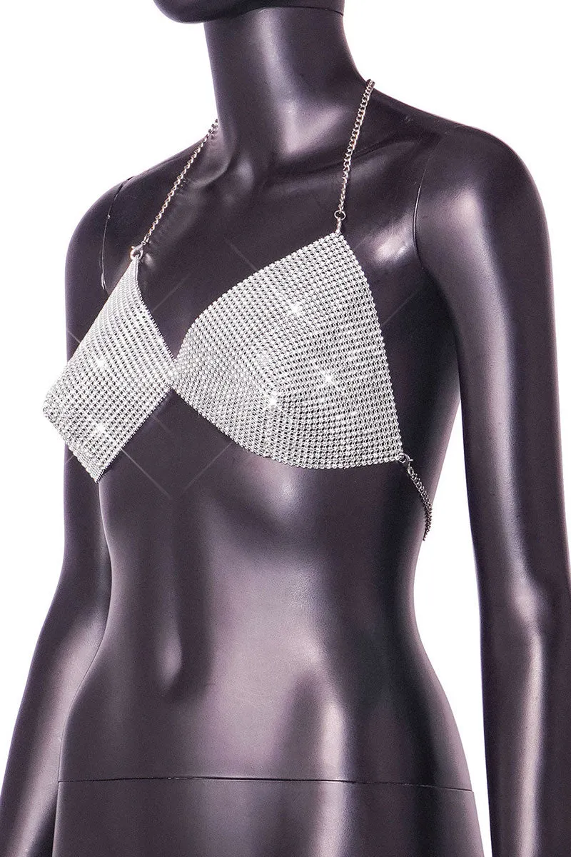 TH634 Rhinestone Halter Bra Top